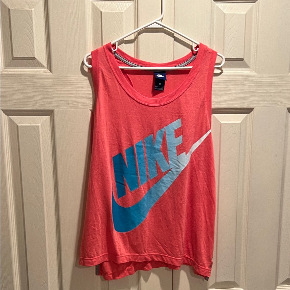 Nike Bright Coral Tank with Sky Blue Logo XL